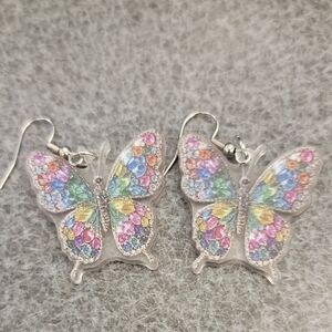 COPY - Vibrant Pink and Blue Butterfly Earrings with Textured Wings